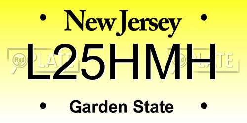 L25HMH New Jersey License Plate