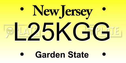 L25KGG New Jersey License Plate