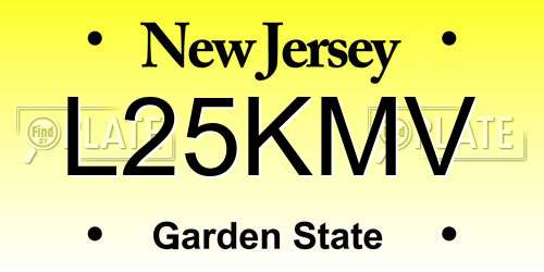 L25KMV New Jersey License Plate
