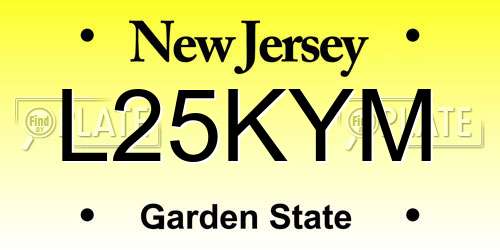 L25KYM New Jersey License Plate