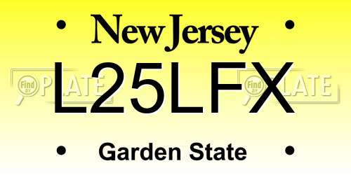 L25LFX New Jersey License Plate