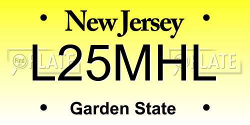 L25MHL New Jersey License Plate