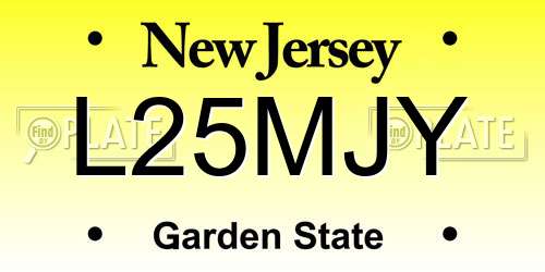 L25MJY New Jersey License Plate