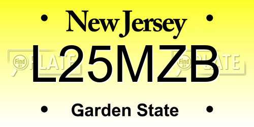 L25MZB New Jersey License Plate