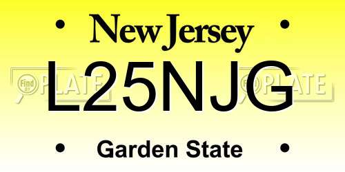 L25NJG New Jersey License Plate
