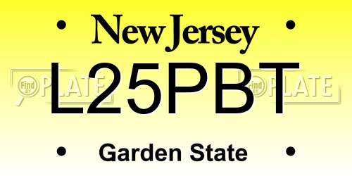 L25PBT New Jersey License Plate