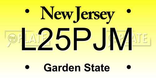 L25PJM New Jersey License Plate