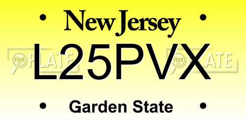 L25PVX New Jersey License Plate