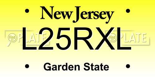 L25RXL New Jersey License Plate