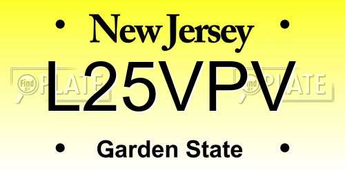 L25VPV New Jersey License Plate