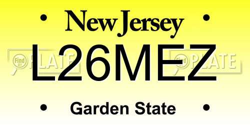 L26MEZ New Jersey License Plate