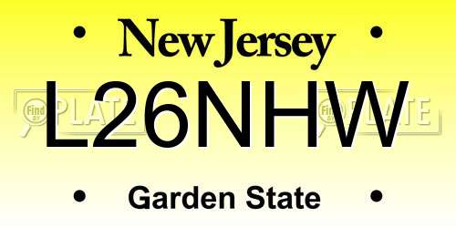 L26NHW New Jersey License Plate