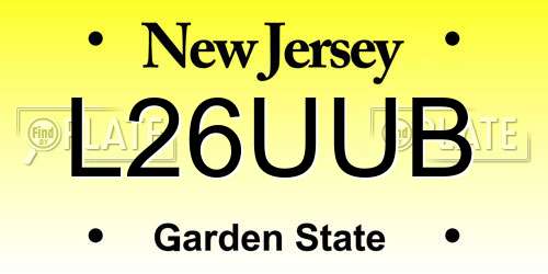 L26UUB New Jersey License Plate