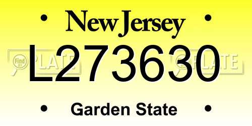 L273630 New Jersey License Plate