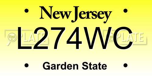 L274WC New Jersey License Plate