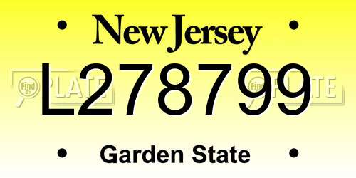 L278799 New Jersey License Plate