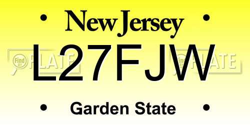L27FJW New Jersey License Plate