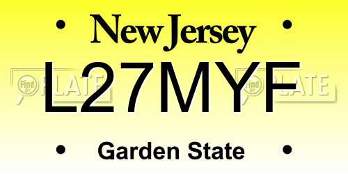 L27MYF New Jersey License Plate