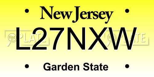 L27NXW New Jersey License Plate