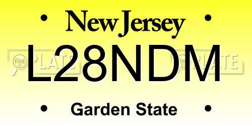 L28NDM New Jersey License Plate