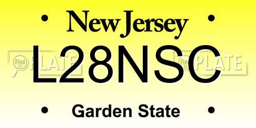 L28NSC New Jersey License Plate