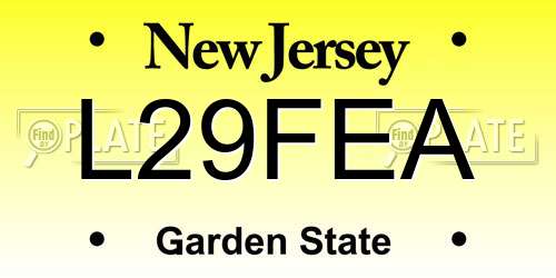 L29FEA New Jersey License Plate