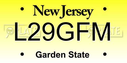 L29GFM New Jersey License Plate