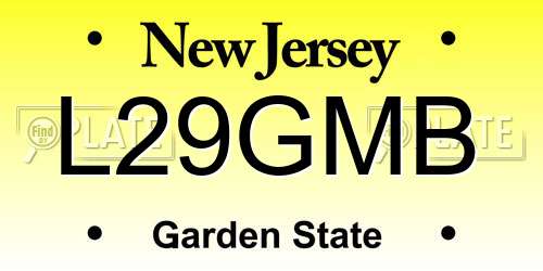 L29GMB New Jersey License Plate