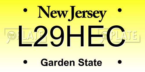 L29HEC New Jersey License Plate