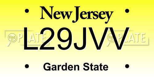 L29JVV New Jersey License Plate