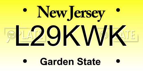L29KWK New Jersey License Plate
