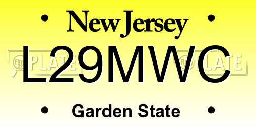 L29MWC New Jersey License Plate