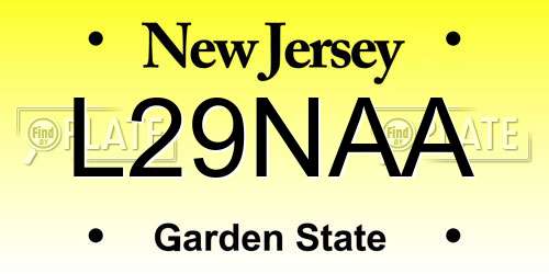 L29NAA New Jersey License Plate