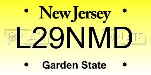 L29NMD New Jersey License Plate