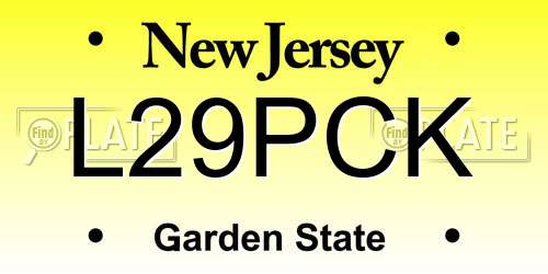 L29PCK New Jersey License Plate
