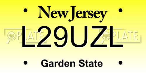 L29UZL New Jersey License Plate