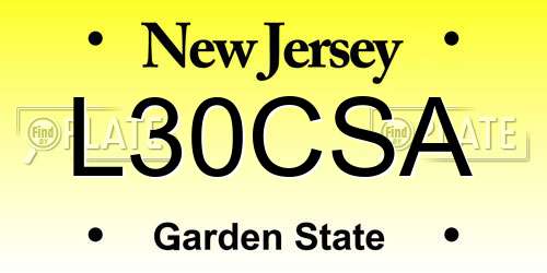 L30CSA New Jersey License Plate