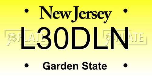 L30DLN New Jersey License Plate