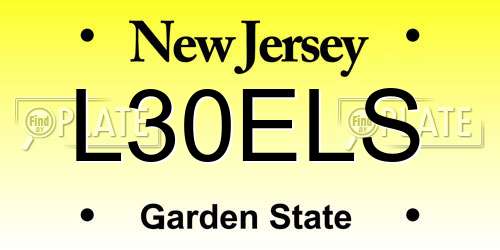 L30ELS New Jersey License Plate