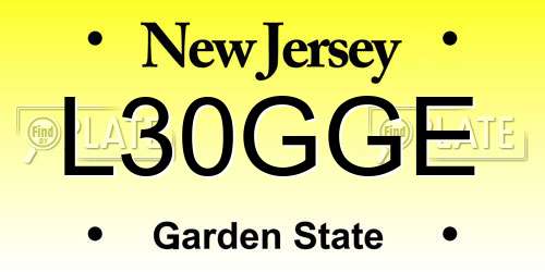 L30GGE New Jersey License Plate