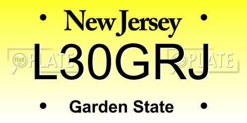 L30GRJ New Jersey License Plate