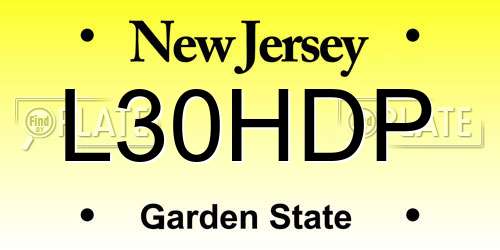L30HDP New Jersey License Plate