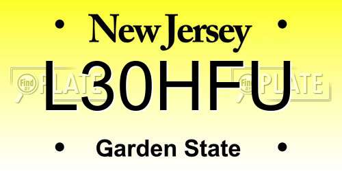 L30HFU New Jersey License Plate