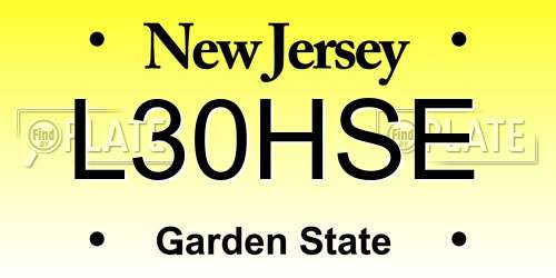 L30HSE New Jersey License Plate