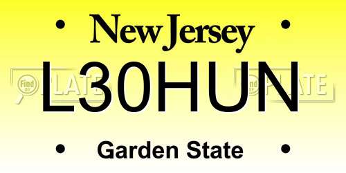 L30HUN New Jersey License Plate