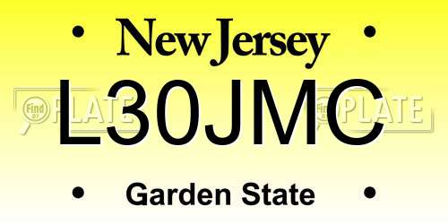 L30JMC New Jersey License Plate