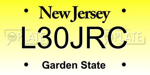 L30JRC New Jersey License Plate