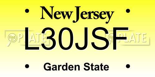 L30JSF New Jersey License Plate