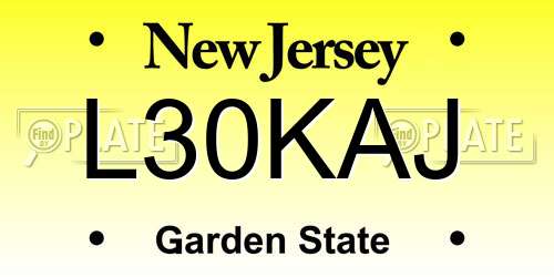 L30KAJ New Jersey License Plate