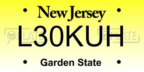 L30KUH New Jersey License Plate